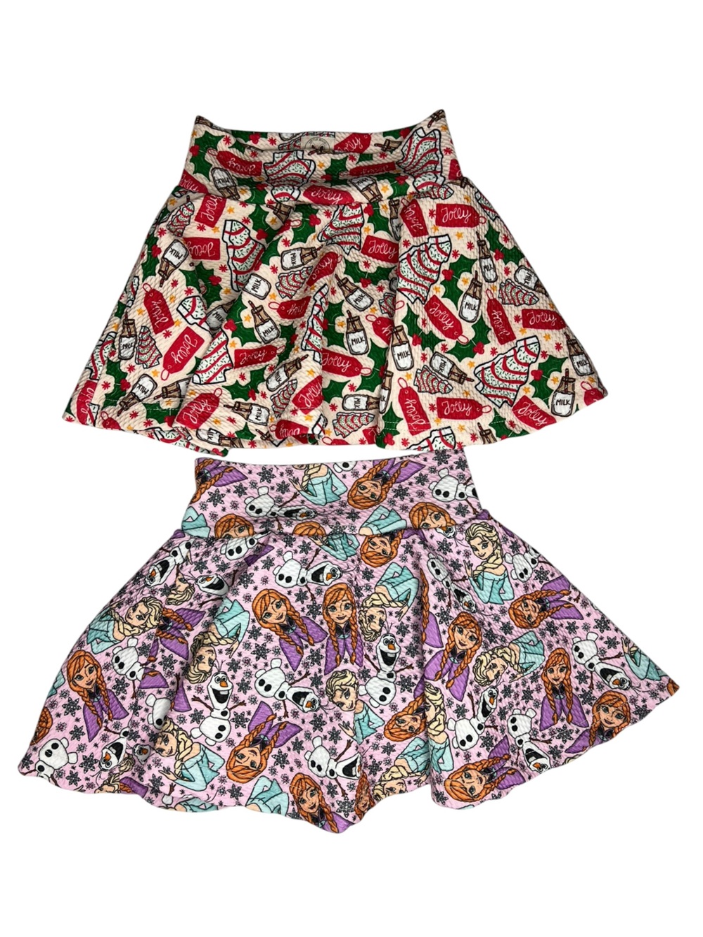 Little Roos Bummies Skorts Lot of 2 Size 3T Christmas Cake and Frozen Prints